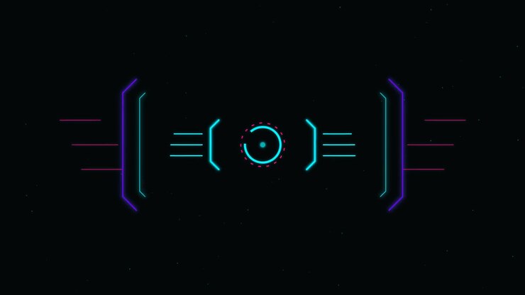 Futuristic Digital HUD Interface with Glowing Neon Elements