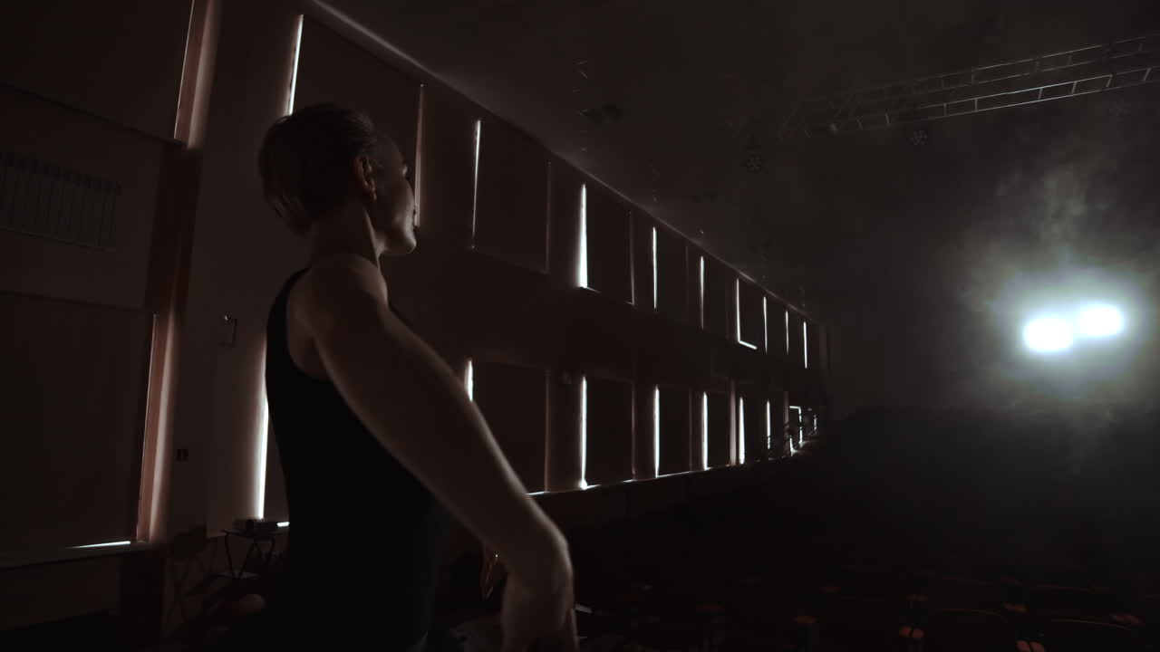 медленное движение: крупный план ног балерины в пунтах и плавное движение камеры вдоль вертикальной оси. портрет балерины