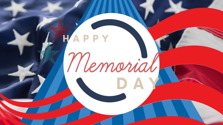 Animation of memorial day text over flag of america pattern
