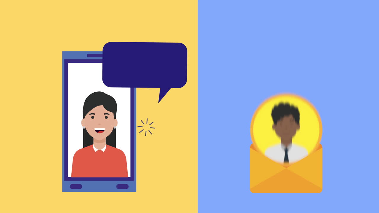 smartphone con animazione di marketing sui social media
