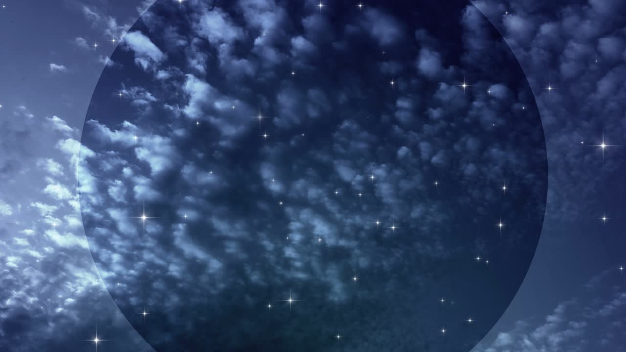 환상적인 밤하늘과 별 모양의 입자