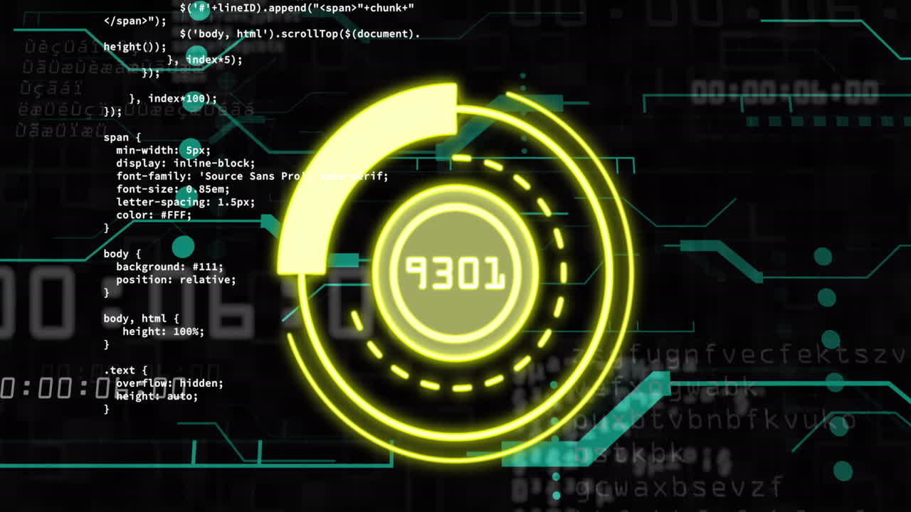 animación del procesamiento de datos con escaneo de alcance sobre fondo negro
