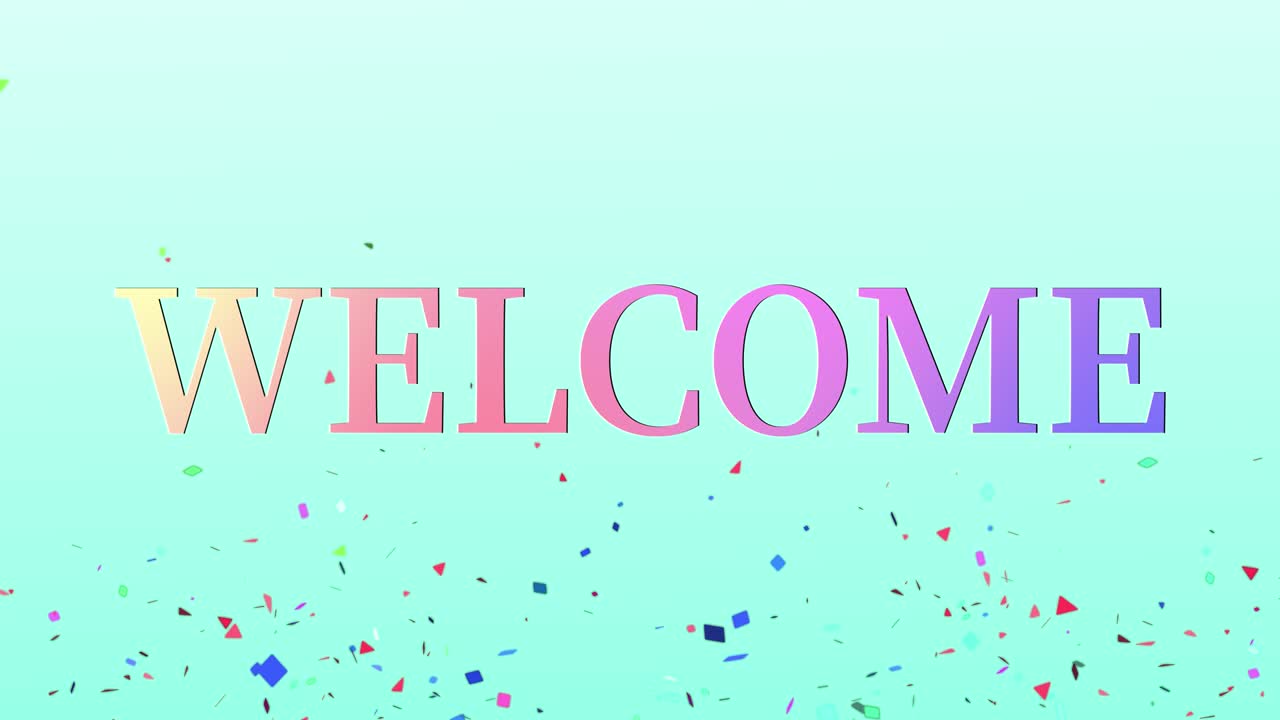 Animazione testuale del messaggio "WELCOME" in motion graphics