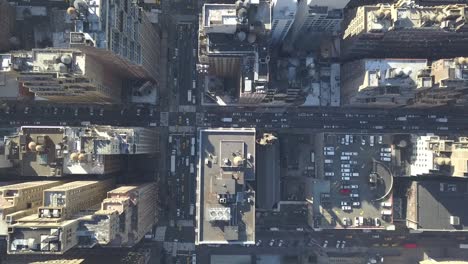 manhattan new york looking down aerial from midtown