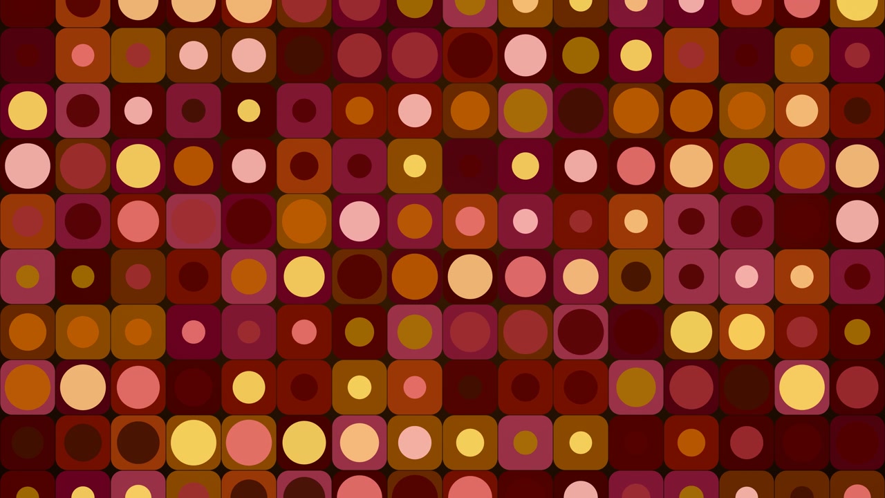 warm and vibrant retro geometric pattern with circles inside rounded squares offers a stylish background evoking a nostalgic vintage aesthetic
