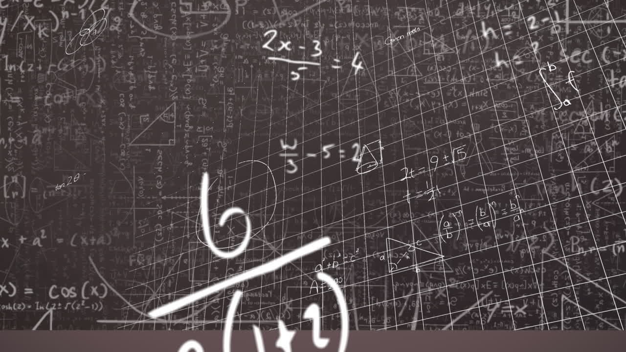 Animation of mathematical equations on black background