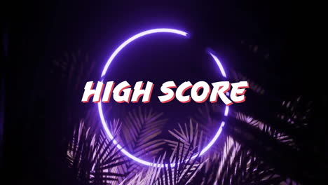 Animation-of-high-score-text-over-neon-pattern