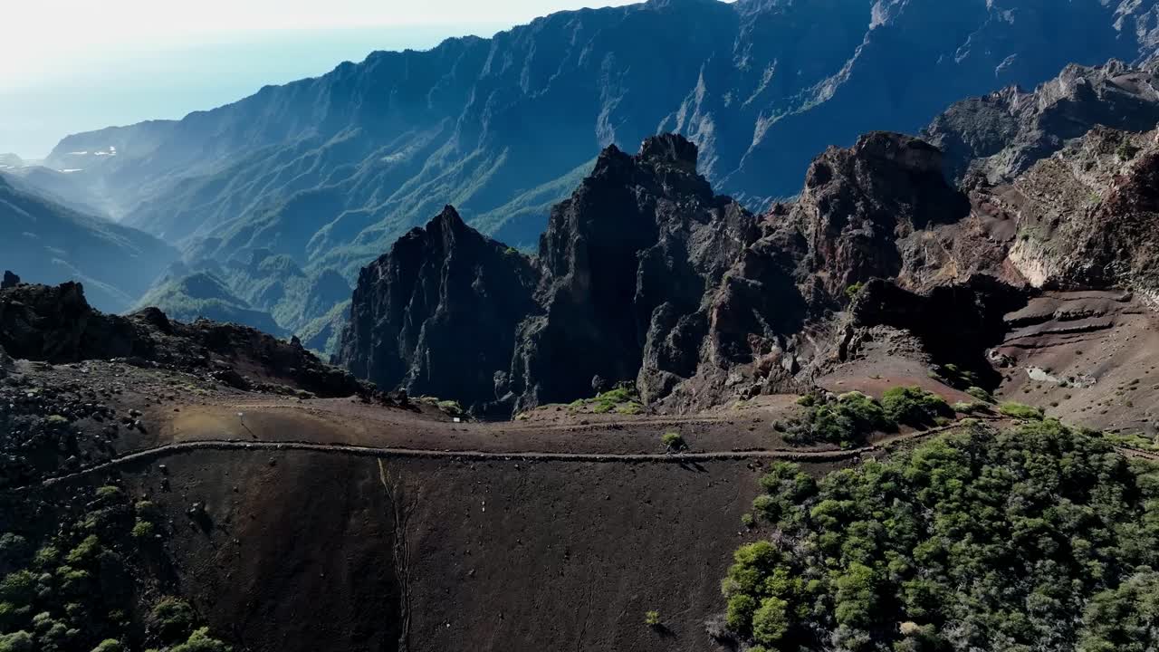 Aerial View of Majestic Volcanic Mountain Landscape