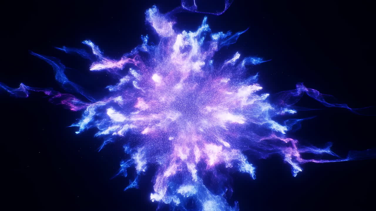 Esplosione di energia astratta vibrante con particelle luminose
