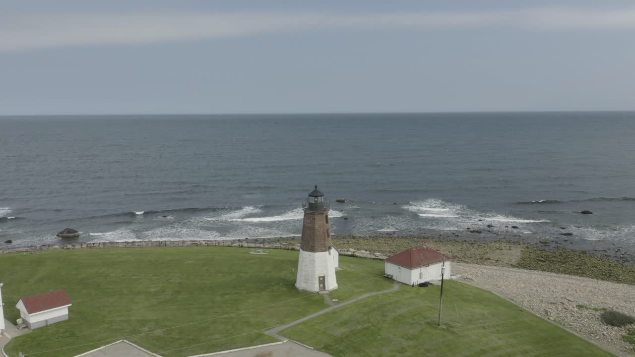 Aerial View of a Lighthouse on the Coast