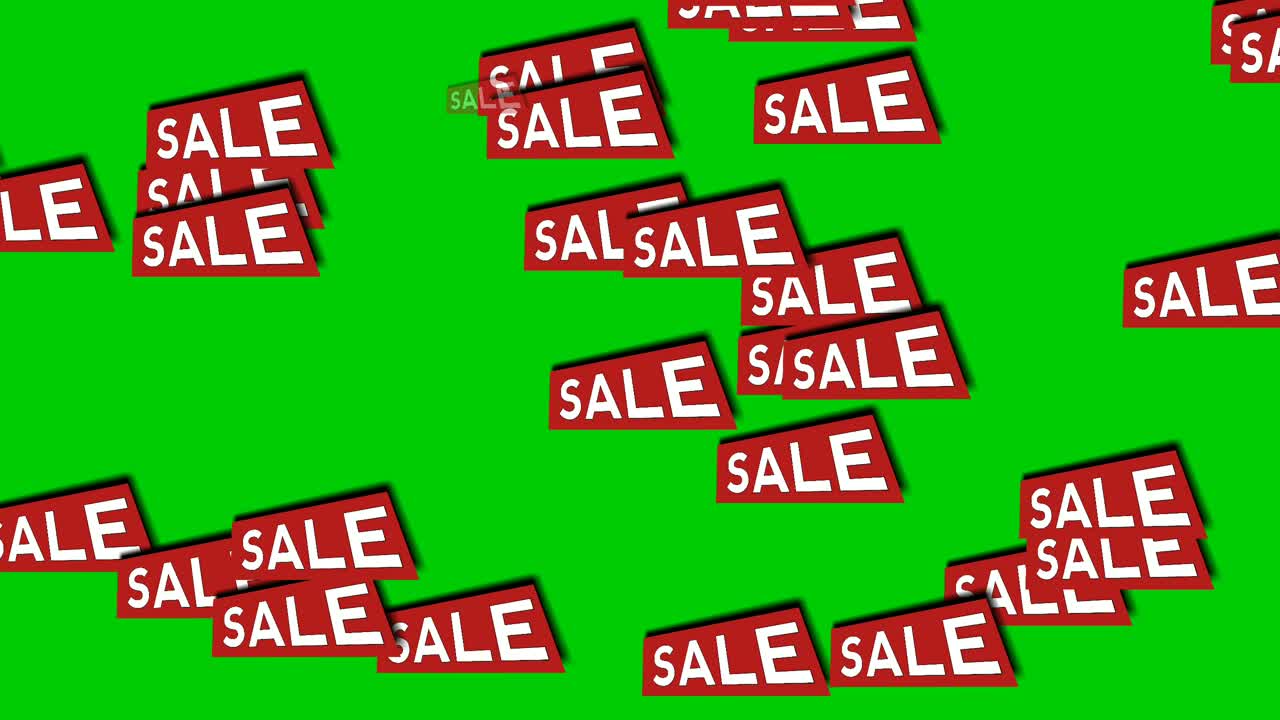 ventas de lluvia texto animación gráficos en movimiento que se mueven hacia abajo en pantalla verde para ventas flash, viernes negro, compras o proyectos de descuento concepto de negocio
