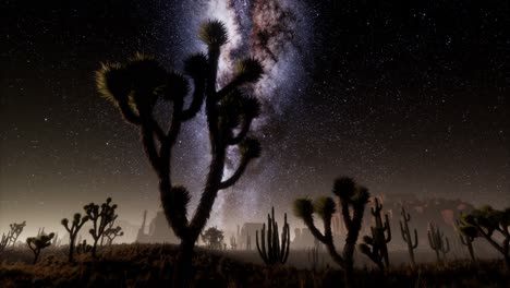 hiperlapso en el parque nacional del valle de la muerte desierto iluminado por la luna bajo las estrellas de la galaxia