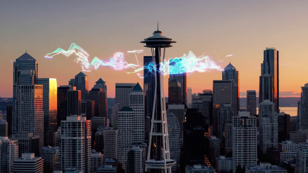 Seattle Skyline at Sunset with Space Needle