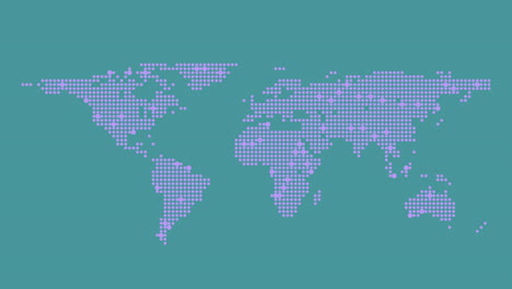 dot matrix map a green-toned 3d world grid