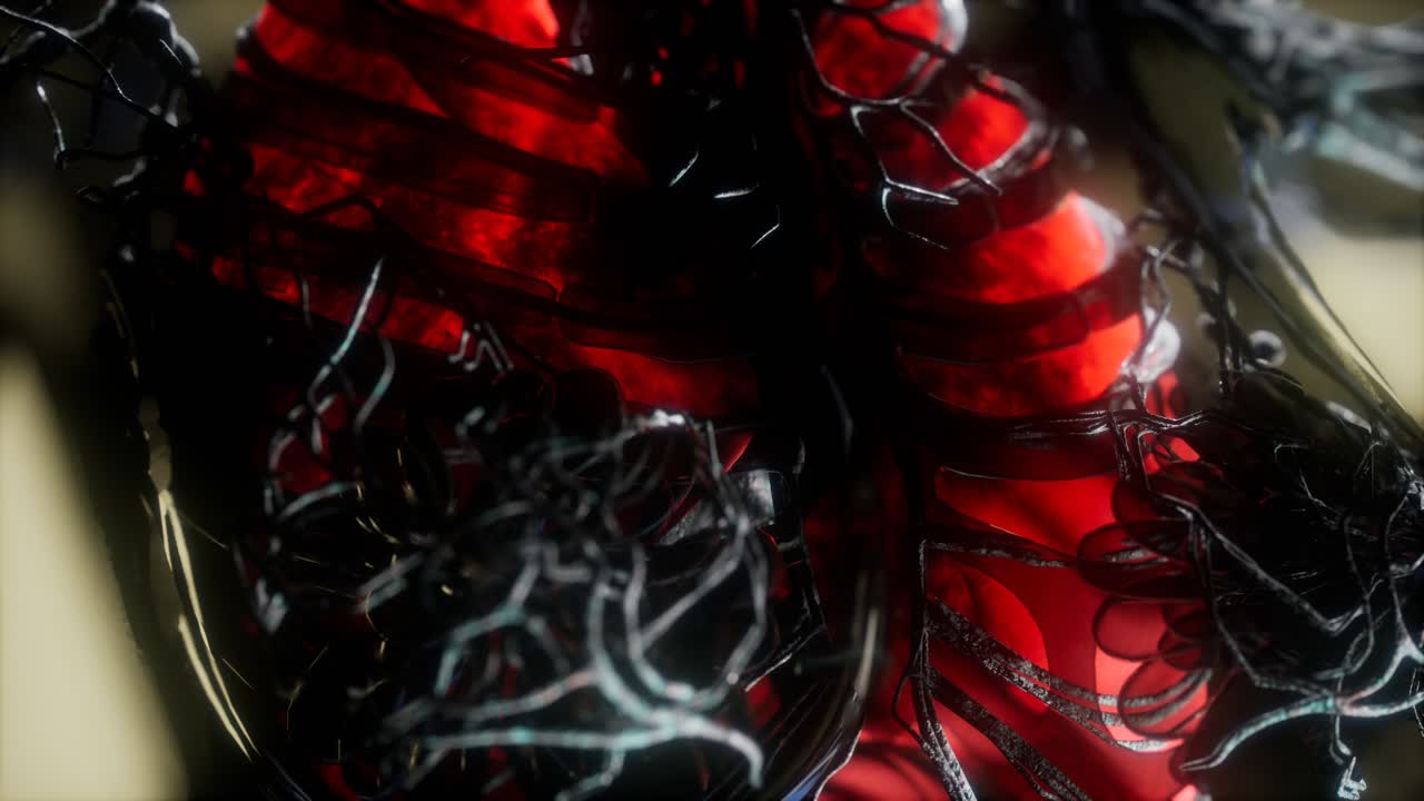 빛나는 폐와 호흡기와 함께 인간의 신체 스캔