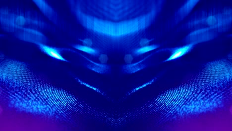 las partículas forman una línea, una cuadrícula de superficie o un misterioso espacio virtual. animación 3d sin costuras como fondo de ciencia ficción digital de partículas brillantes con profundidad de campo, bokeh. cuerdas azules 18
