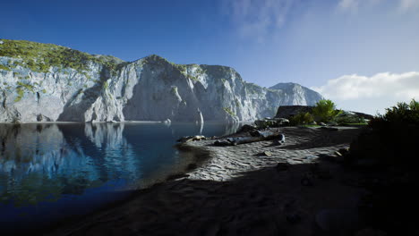 serene morning at a tranquil australian landscape with cliffs by the water