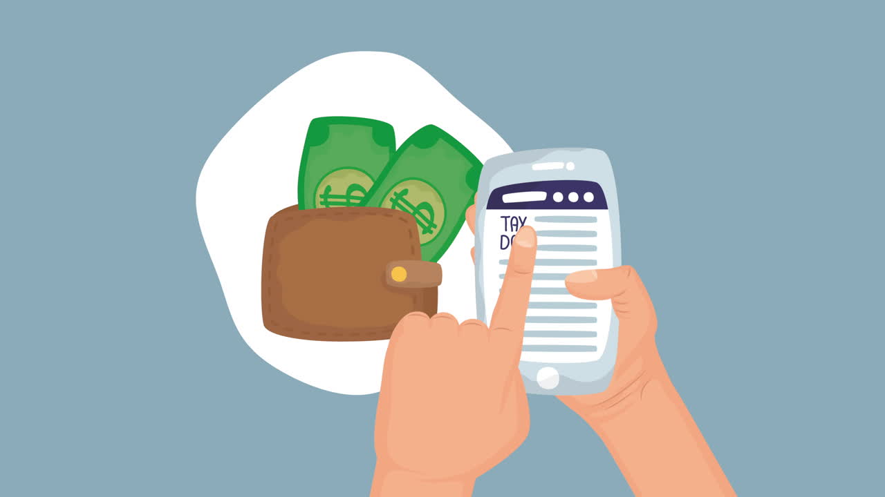 skattedagsanimation med smartphone onlinebetaling
