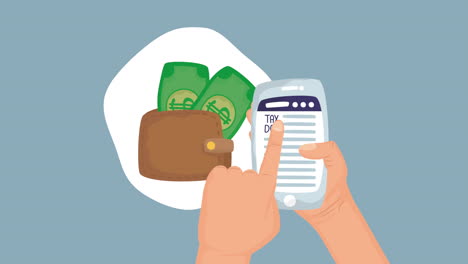 tax day animation with smartphone pay online