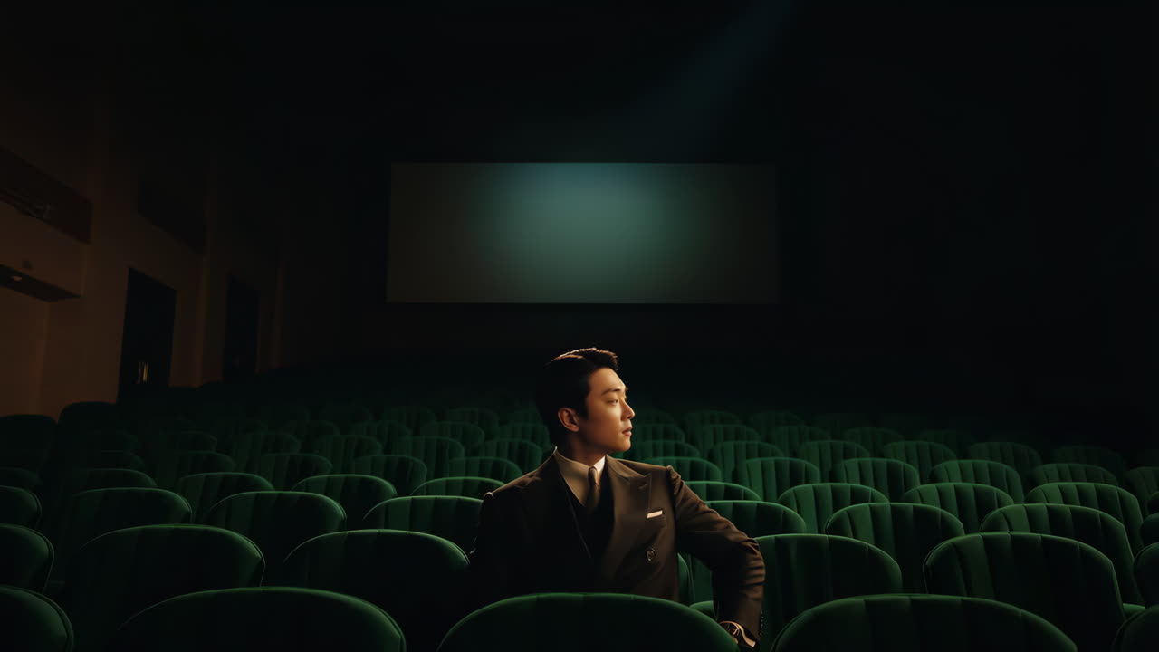 Man in Suit in Empty Movie Theater