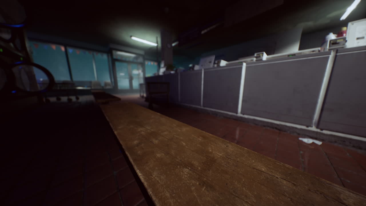 Empty Laundromat at Night