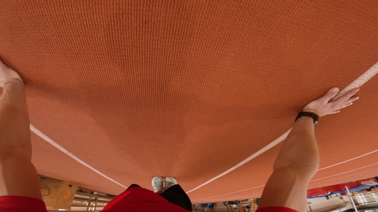 POV of an athlete on a running track