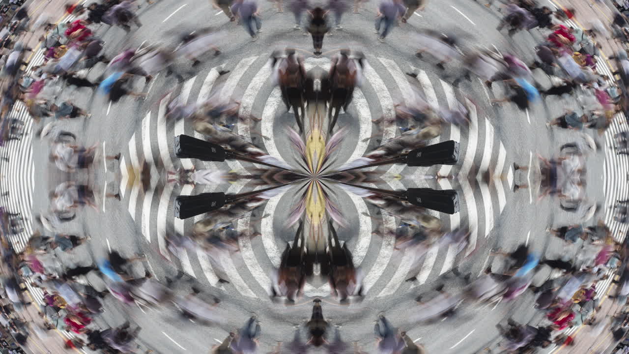 timelapse of tokyo city scene and skyline made into abstract fisheye tiny planet