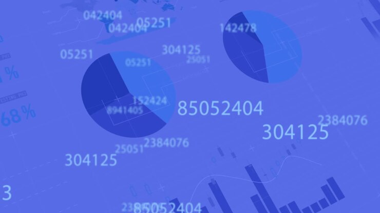 Animation of digital interface with numbers changing, financial data processing and statistics