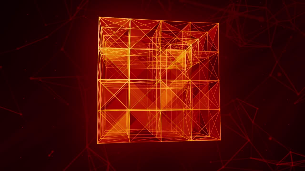 Glowing 3D Cube with Wireframe Structure