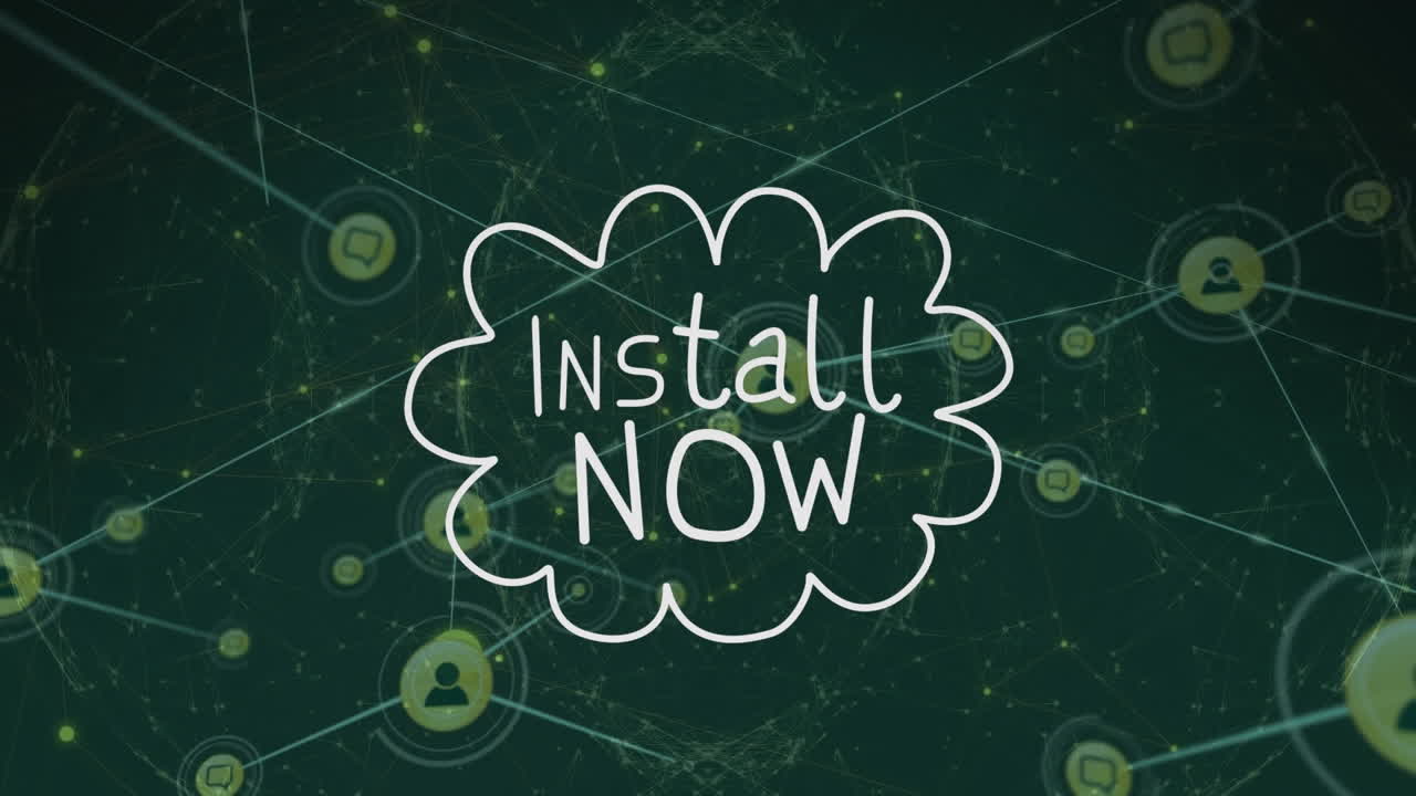 이제 연결 네트워크를 통해 텍스트를 설치하는 애니메이션.