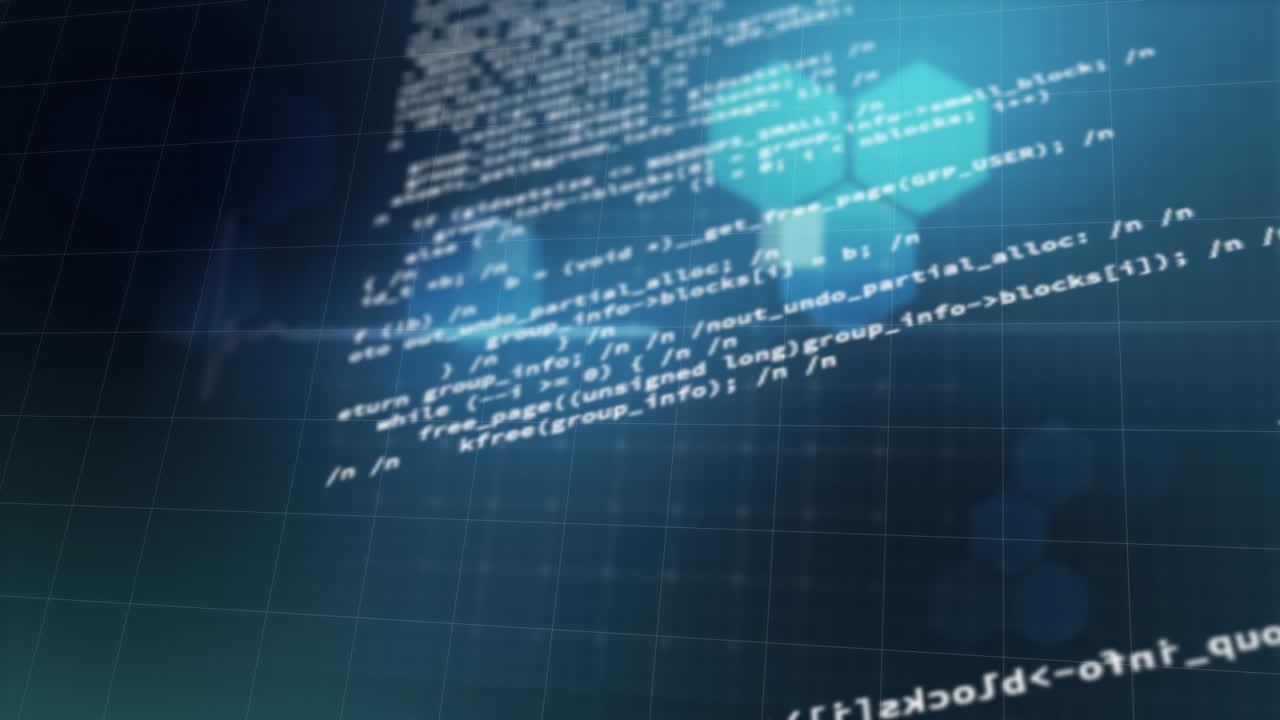 Animation of data processing on black background