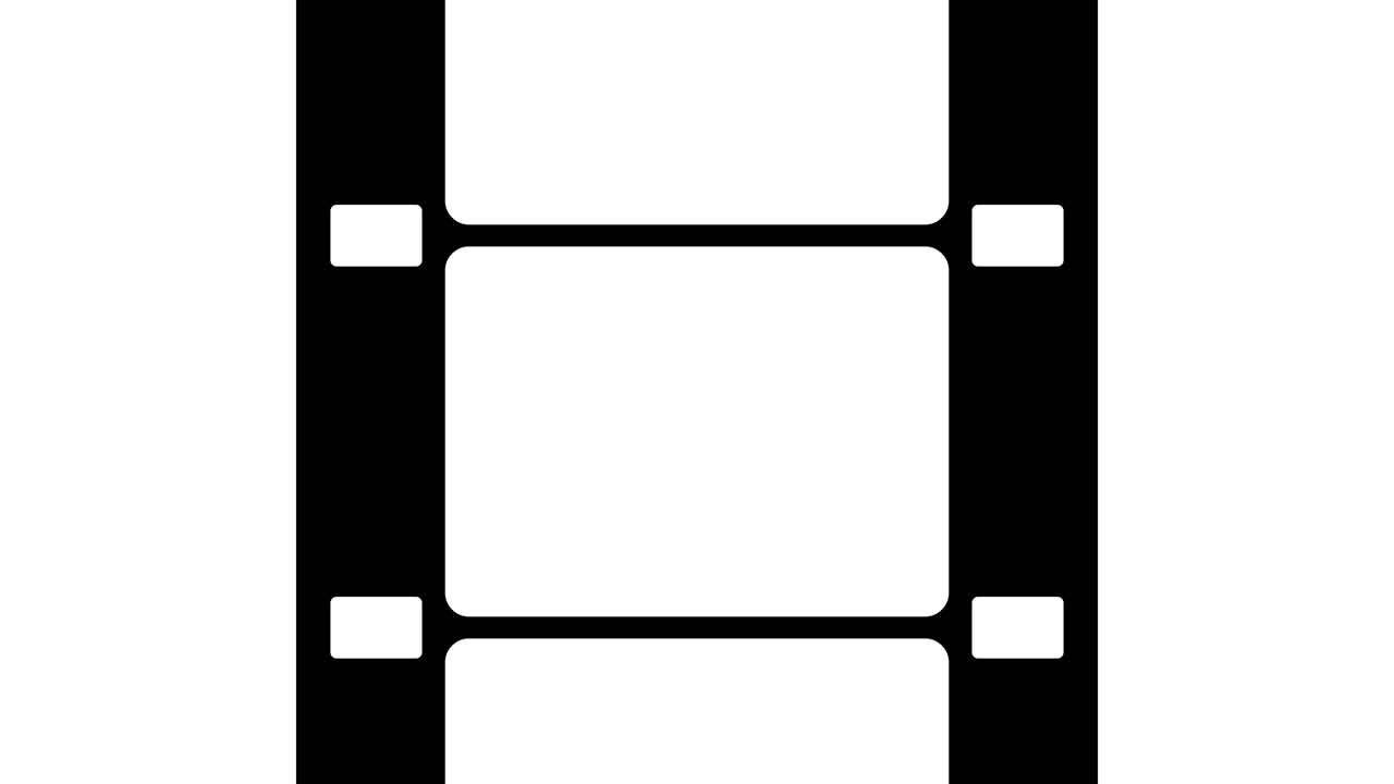 una tira de película de 16 mm que se mueve sobre un fondo blanco. imágenes de video en bucle sin problemas en pantalla blanca. plantilla de diseño de tira de película abstracta.