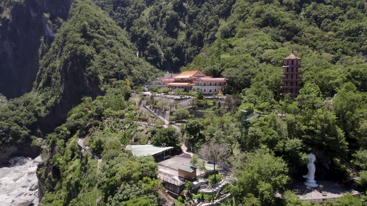 Aerial view of Xiangde Temple in Taroko National Park, Hualien county district, Taiwan