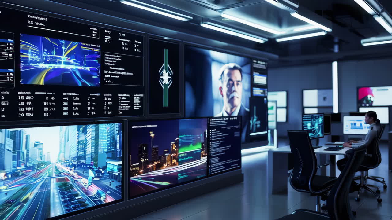 Modern Control Room with Data Visualization