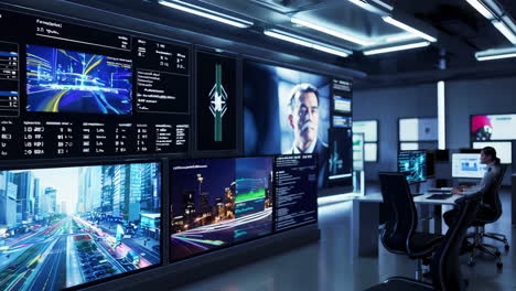 modern control room with data visualization