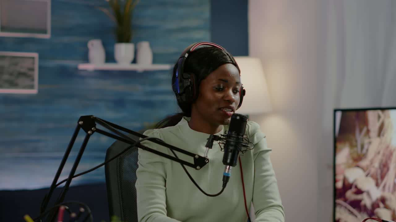 Creative influencer with headphones ready to speak