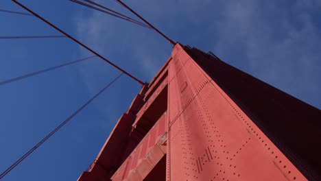 orange pylon against blue sky at golden gate bridge in san francisco, california, usa