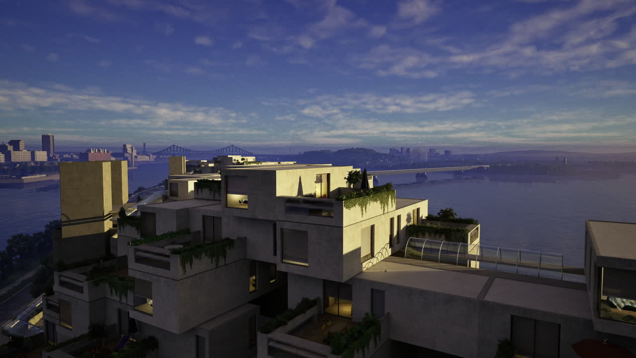 Cityscape with Modern Architecture and a River View