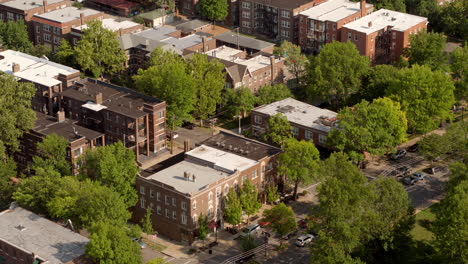 aerial flyover historic residential neighborhood of demun in st