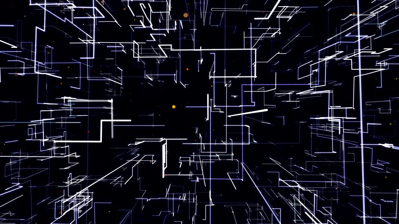 animación de video por computadora imágenes abstractas con líneas ligeras en movimiento en un fondo oscuro 4k