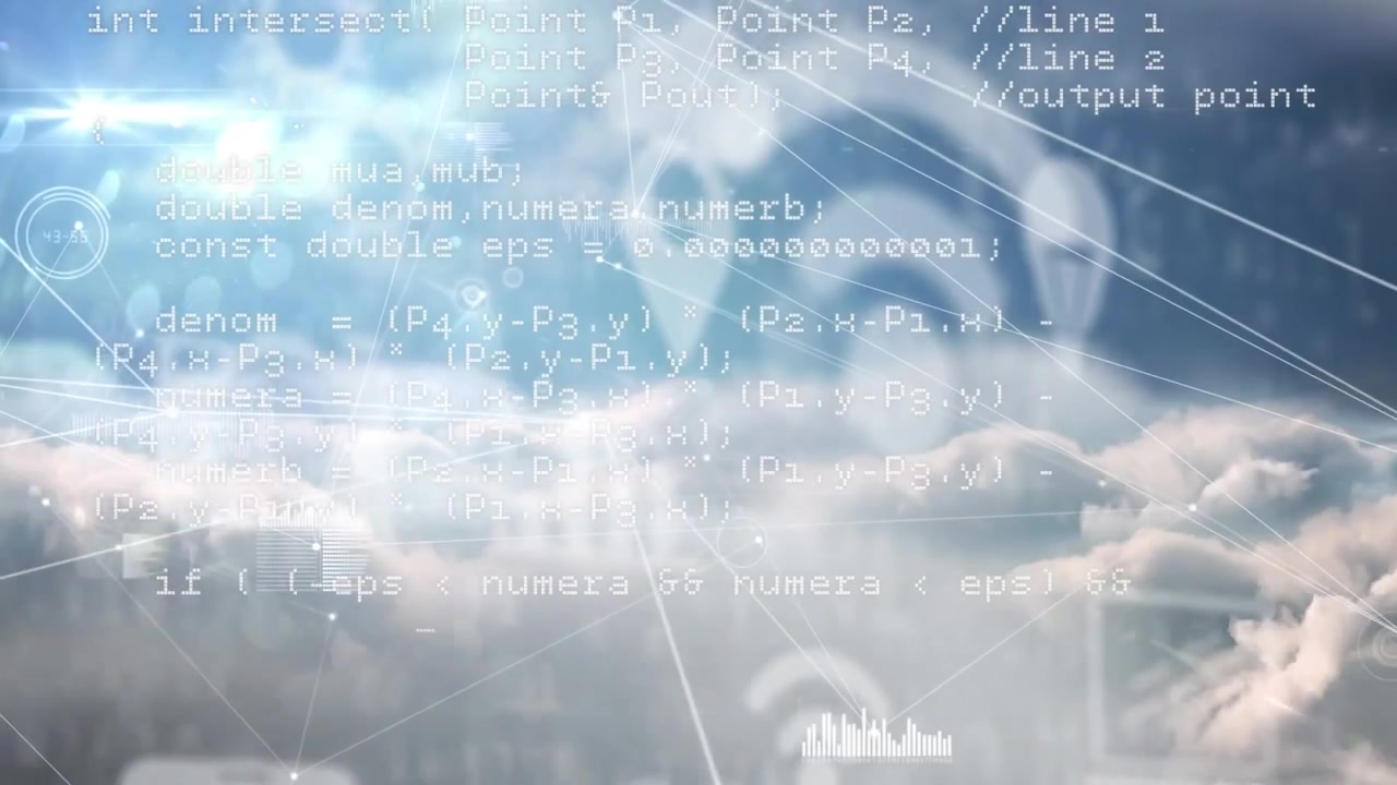 Animation of data processing over clouds