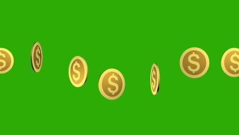 animación de ondas girando monedas de dólar de oro 3d. monedas de usd girando en 360 grados en pantalla verde. icono del signo del dólar. moneda de los estados unidos. sistema de pago global de los estadosunidos. concepto de negocio. canal alfa. 4k
