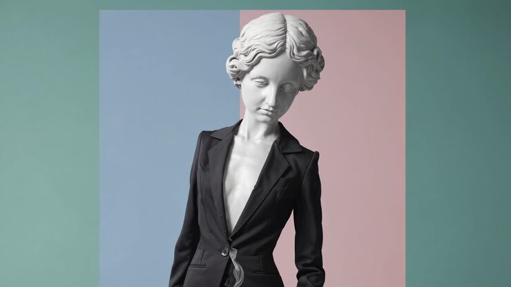 Donna di marmo con caffè