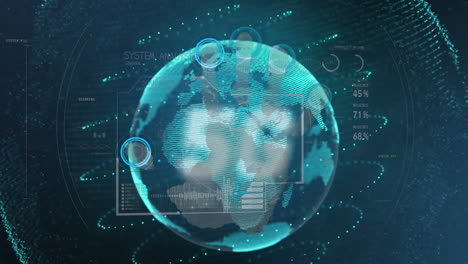 animación de conexiones y procesamiento de datos en todo el mundo