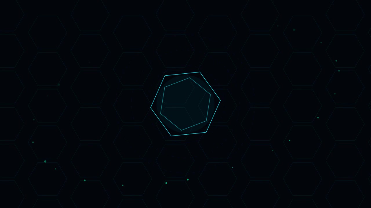 Abstract Digital Hexagon Animation with Floating Particles