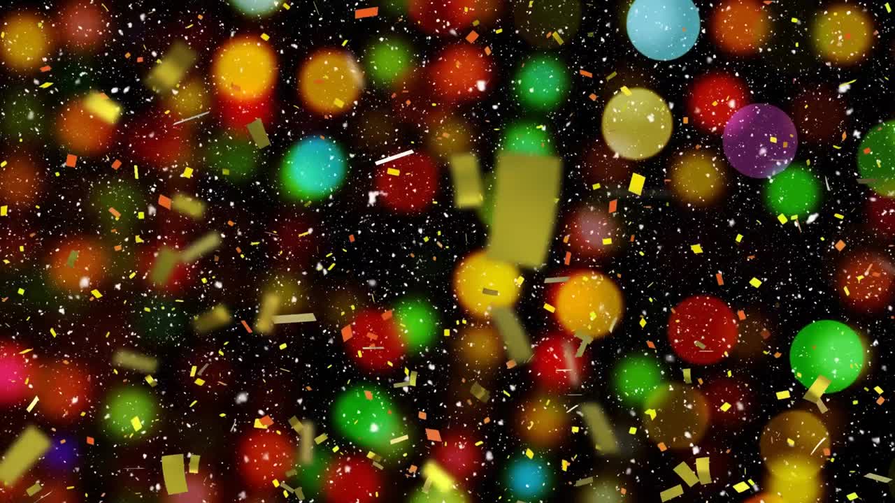 Animazione di coriandoli su neve che cade