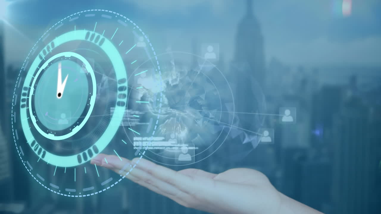 연결 네트워크와 글로브를 통해 범위 스캐닝의 애니메이션