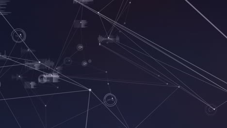 animación digital de la red de conexiones y procesamiento de datos contra un fondo negro