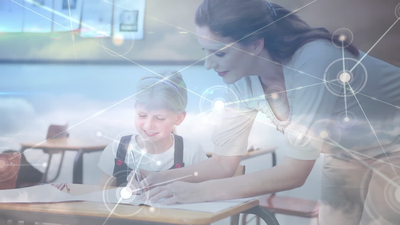 animación de la red de conexiones sobre la escritura de maestras y escolares