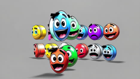 a group of animated, colorful pill-shaped characters with various expressions